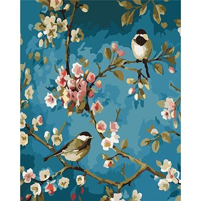 DIY Paint by Number kit for Adults on Canvas-Birds on a Branch-40x50cm (16x20inches)