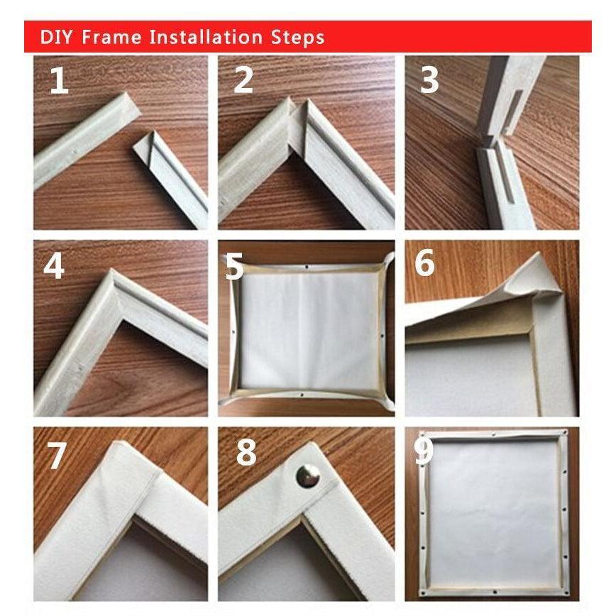DIY Paint by Number kit for Adults on Canvas-DIY Frame Kit (Stretcher bars)-