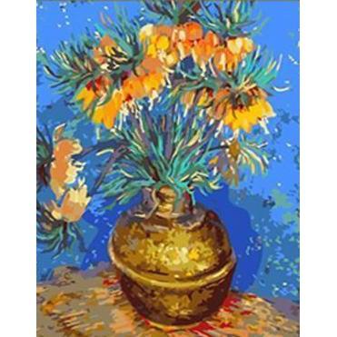 DIY Paint by Number kit for Adults on Canvas-Imperial Fritillaries in a Copper Vase - Van Gogh-Clean PBN