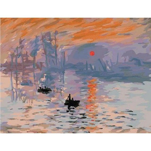DIY Paint by Number kit for Adults on Canvas-Impression Sunrise - Claude Monet-Clean PBN
