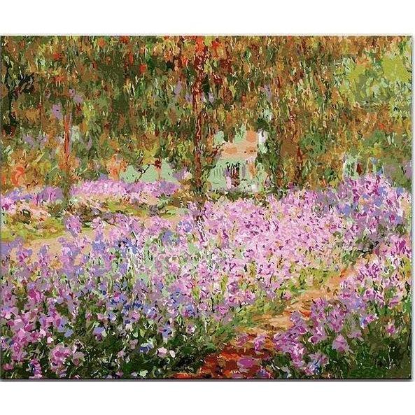 DIY Paint by Number kit for Adults on Canvas-Irises in Monet's Garden - Claude Monet -1900-Clean PBN