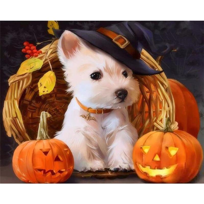 DIY Paint by Number kit for Adults on Canvas-Pumpkin Pup-40x50cm (16x20inches)