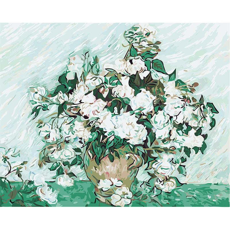 DIY Paint by Number kit for Adults on Canvas-Roses - Van Gogh-Clean PBN