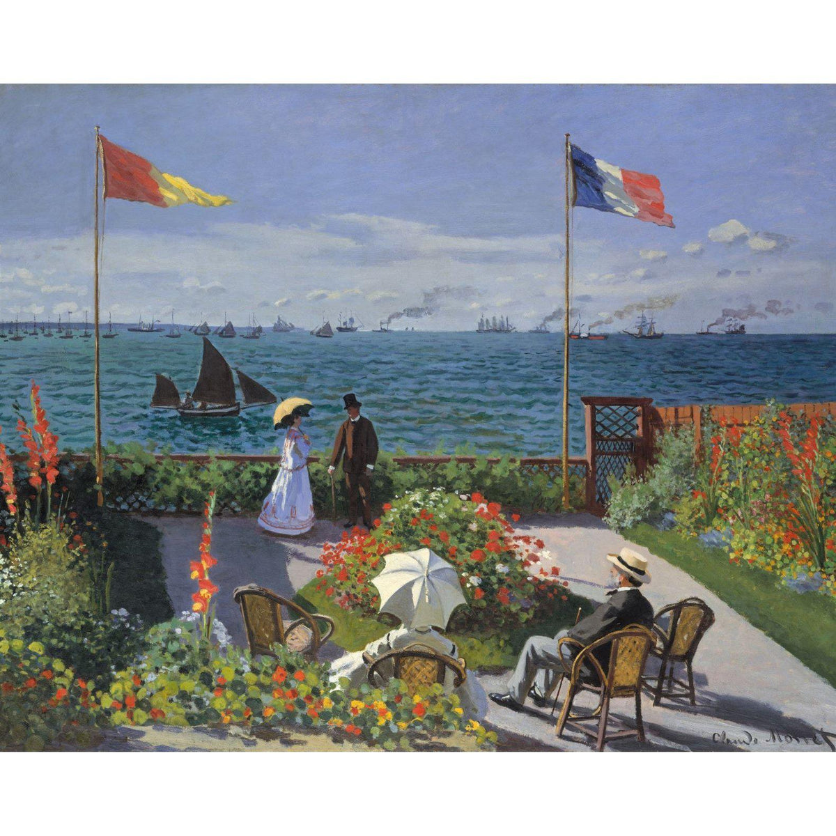 DIY Paint by Number kit for Adults on Canvas-[Ships from USA] Garden at Sainte-Adresse - Claude Monet-Clean PBN