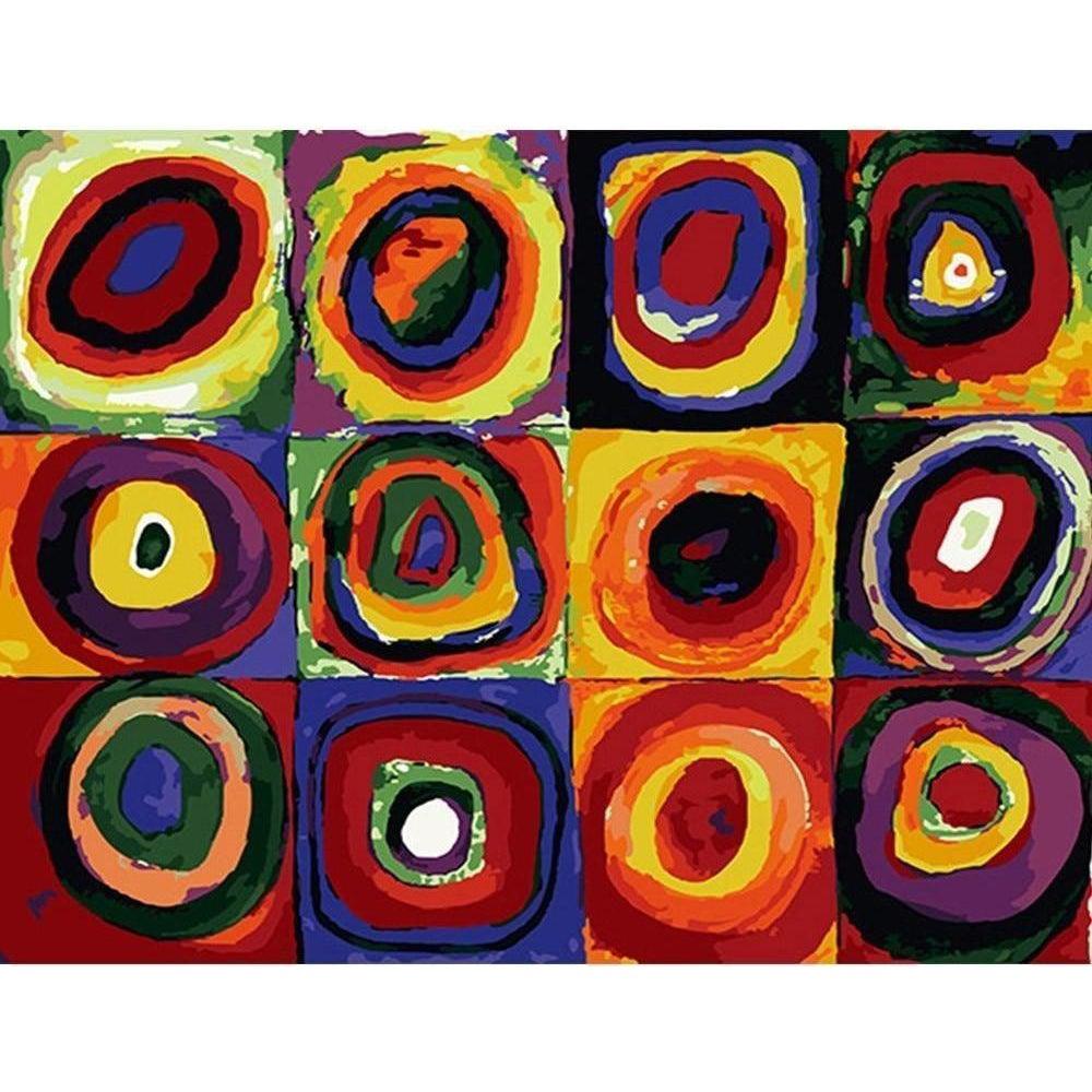 DIY Paint by Number kit for Adults on Canvas-Color Study: Squares with Concentric Circles 1913 - Wassily Kandinsky-Clean PBN