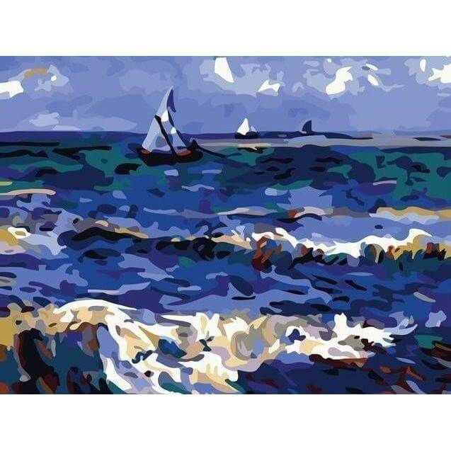 DIY Paint by Number kit for Adults on Canvas-*FREE* The Saintes Ocean - Van Gogh-Home