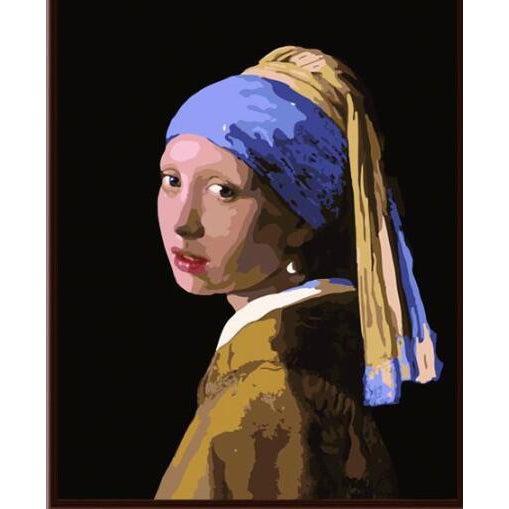 DIY Paint by Number kit for Adults on Canvas-Girl with a Pearl Earring - Johannes Vermeer-Clean PBN
