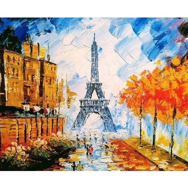 DIY Paint by Number kit for Adults on CanvasParis StreetPainting