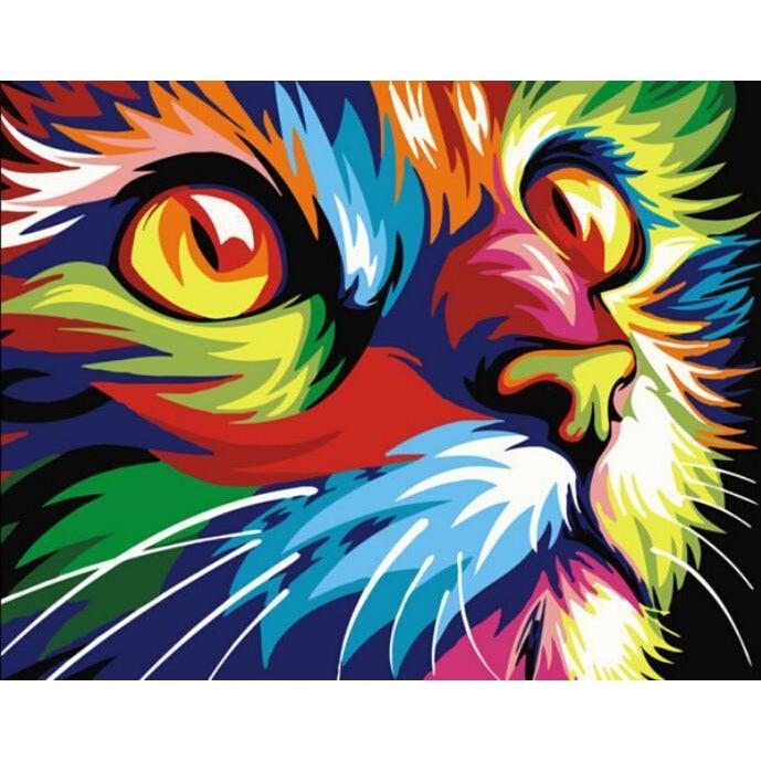 DIY Paint by Number kit for Adults on Canvas-Psychedelic Cat [LIMITED PRINT]-40x50cm (16x20inches)