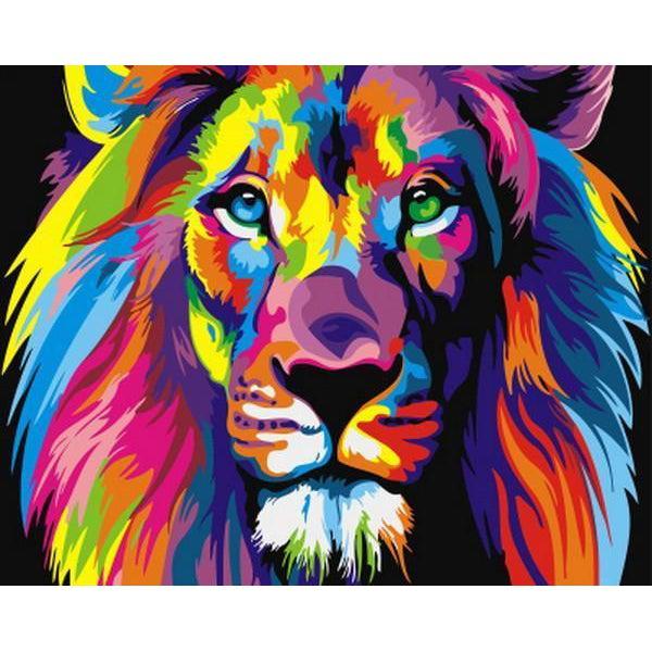 DIY Paint by Number kit for Adults on Canvas-[Ships from USA] Psychedelic Lion-40x50cm (16x20inches)