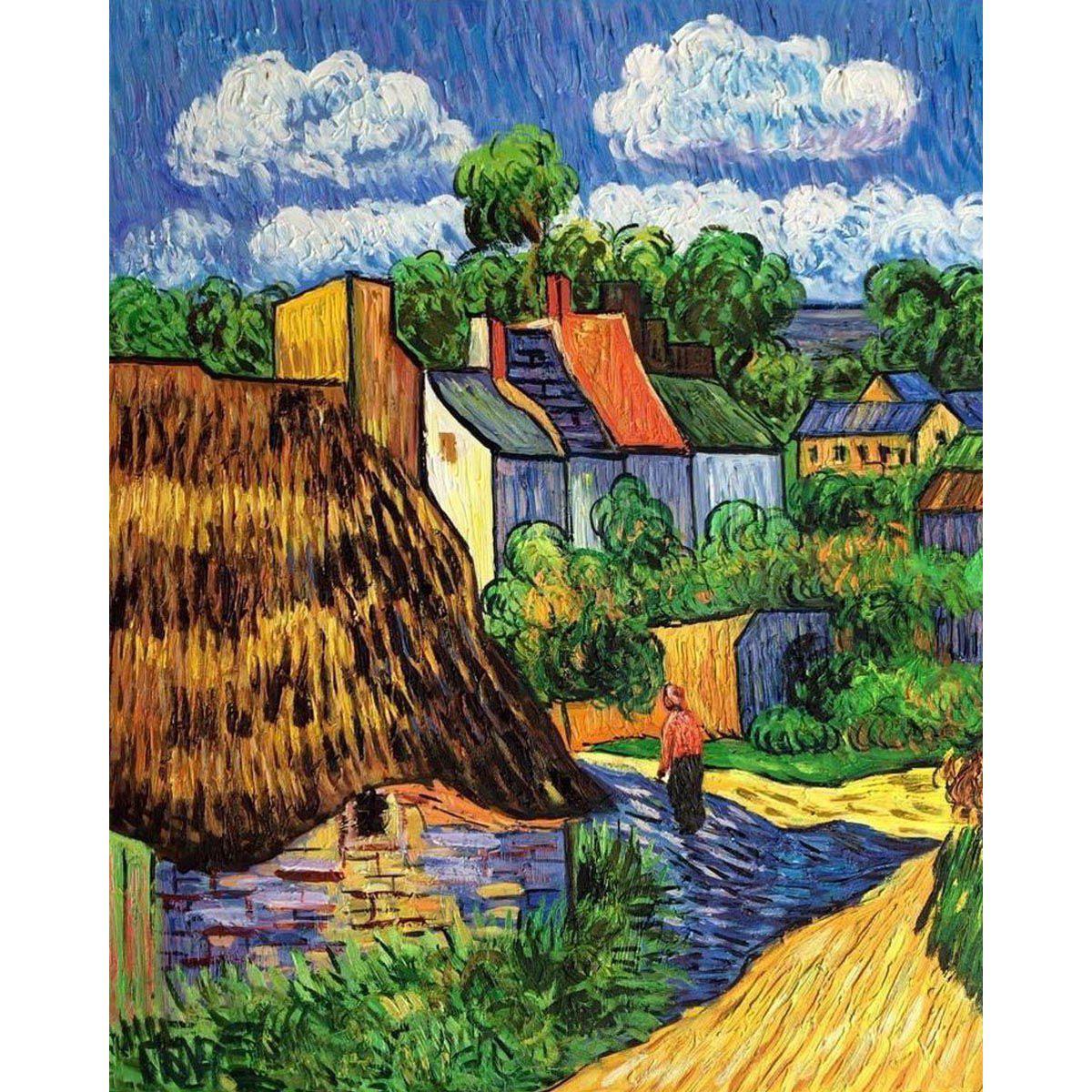 DIY Paint by Number kit for Adults on Canvas-[Ships from USA] Houses in Auvers - Van Gogh - 1890-Clean PBN