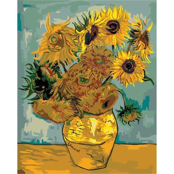 DIY Paint by Number kit for Adults on Canvas-[Ships from USA] Sunflowers - Van Gogh 1888-Clean PBN