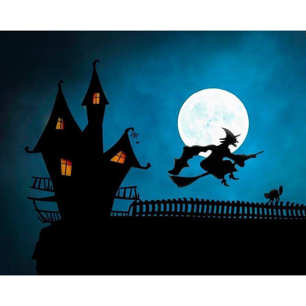 DIY Paint by Number kit for Adults on Canvas-Spooky Halloween-Clean PBN