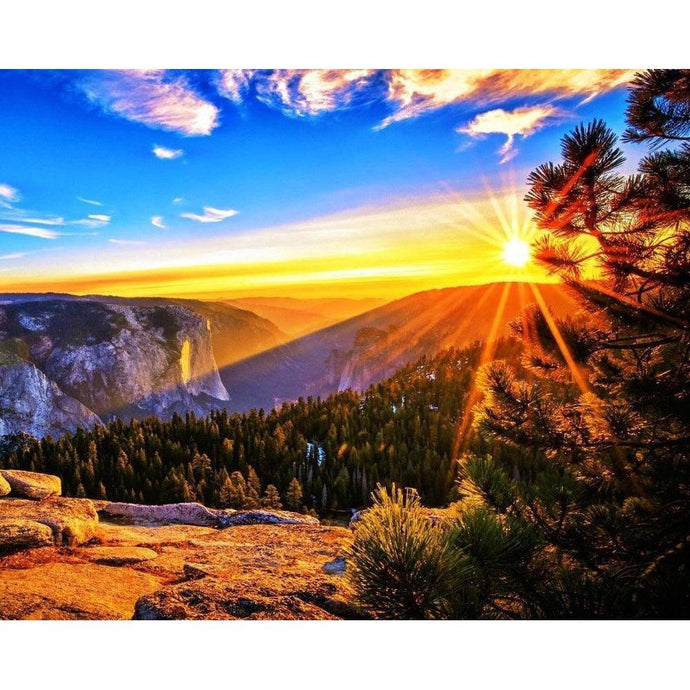 DIY Paint by Number kit for Adults on CanvasSunrise in the Mountain