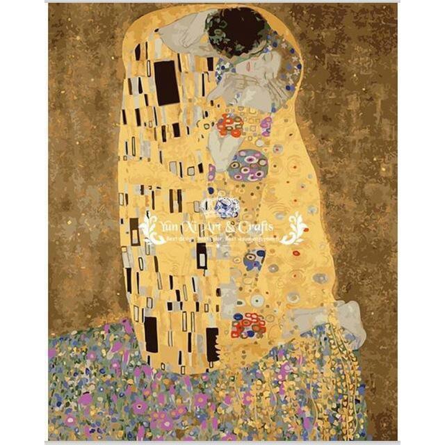 DIY Paint by Number kit for Adults on Canvas-The Kiss - Gustav Klimt-Clean PBN
