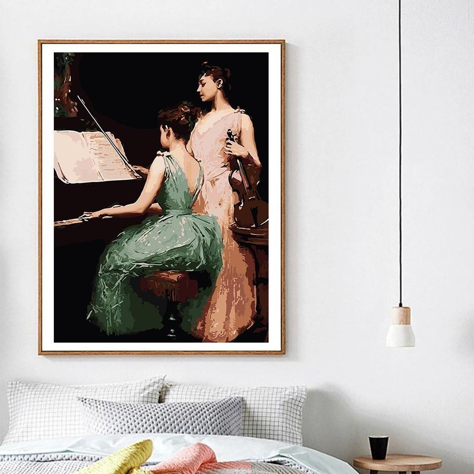 DIY Paint by Number kit for Adults on Canvas-The Sonata - Irving Ramsey Wiles 1889-Clean PBN